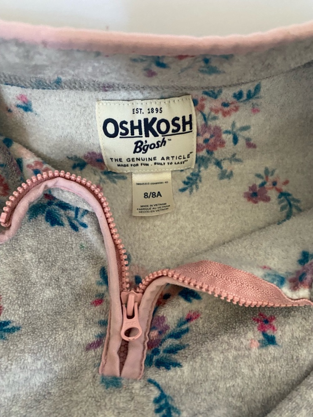 OshKosh B'gosh Pink Trim Floral Fleece Jacket